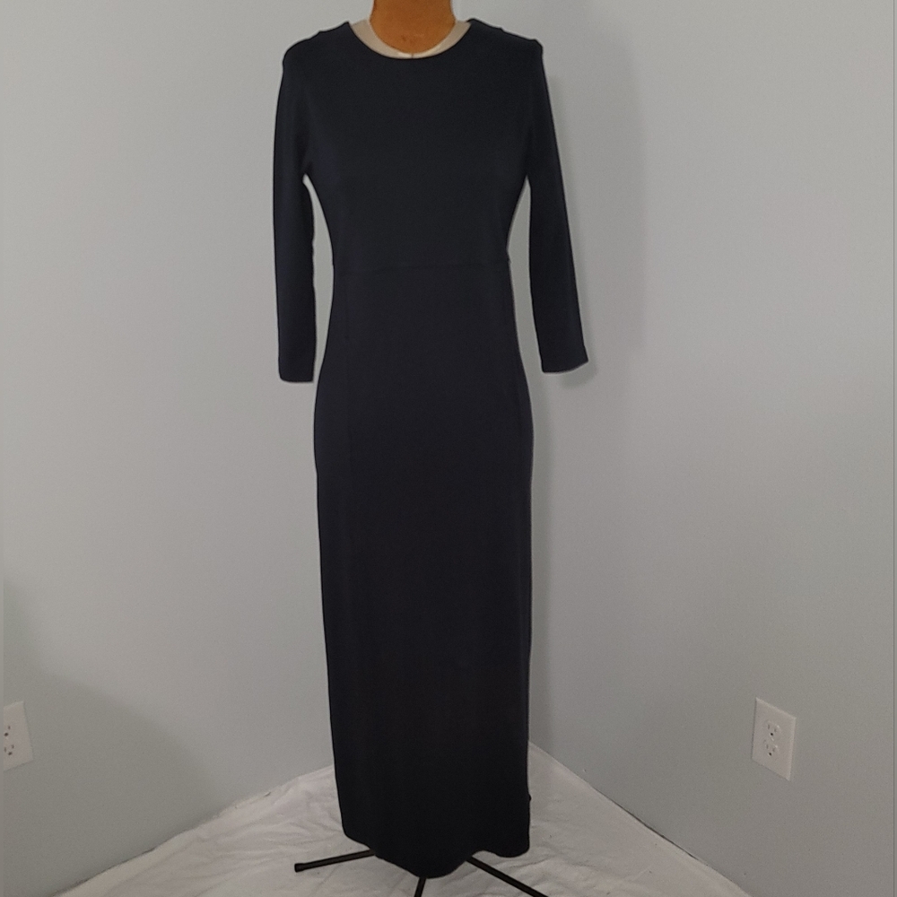 Eddie Bauer Black Knit Long Dress Sz S Tall